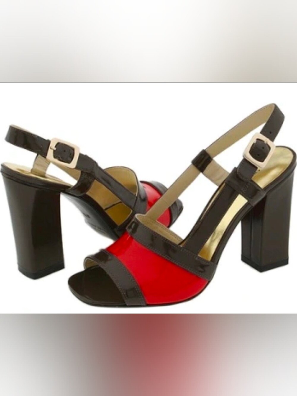 Marc by Marc Jacobs Red and Black Block Heel Slingback Sandals Size 38